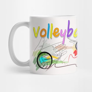 hand hit volleyball action brush strokes style Mug